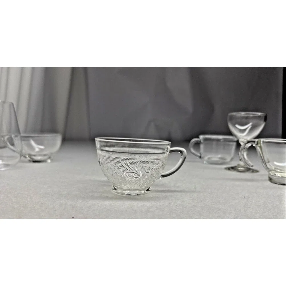 Assorted Clear Glassware Lot of 8 Arcoroc Stemware Punch Cups Coupe Wine Glasses